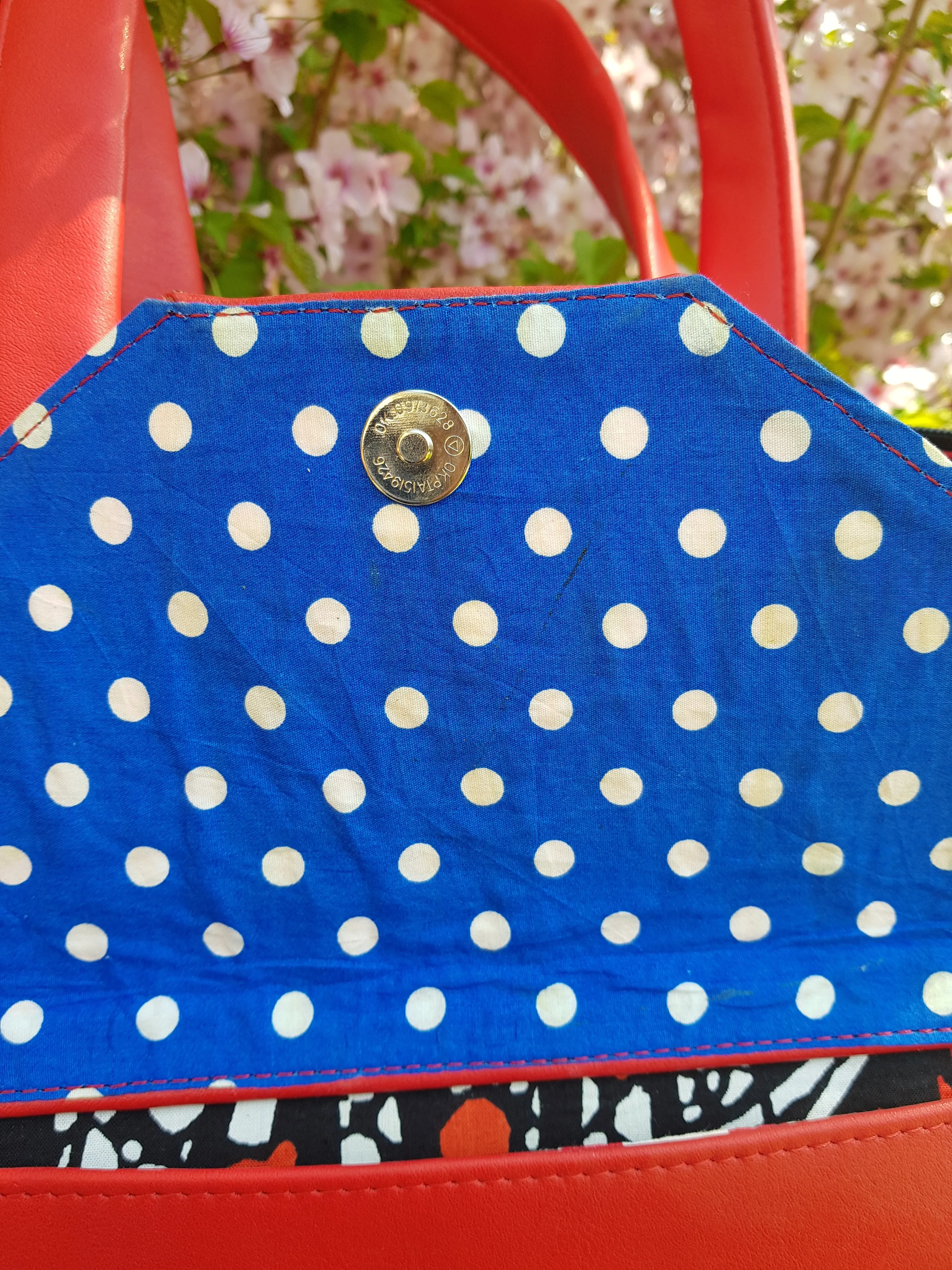 Ankara Print and Faux Leather Tote  Handbags