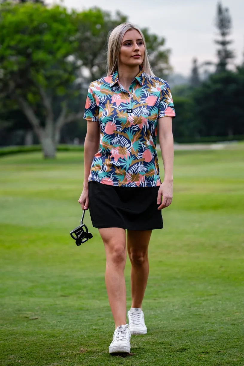 CA Ladies Funky Golf Shirt | Zebra In The Wild