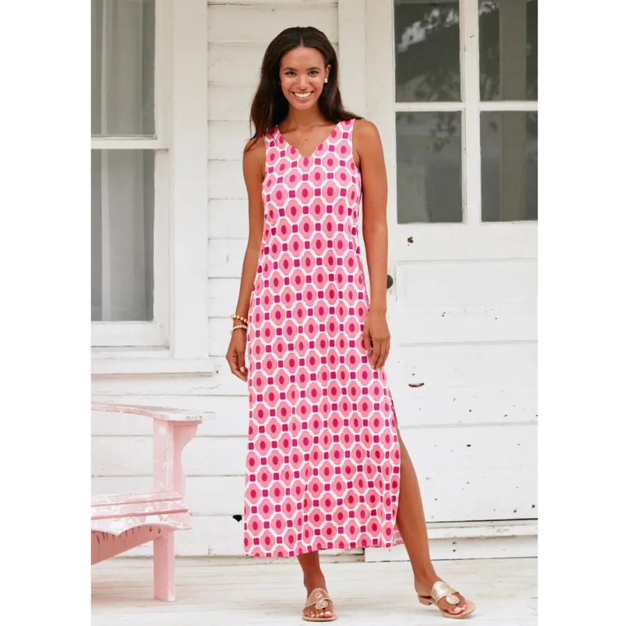 Cabana Life Coverluxe Side Slit Maxi Dress 377-CG23 - Coral Gables Coral