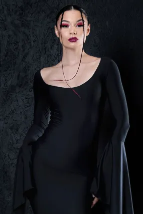 Dark Elegance Floor Length Black Dress