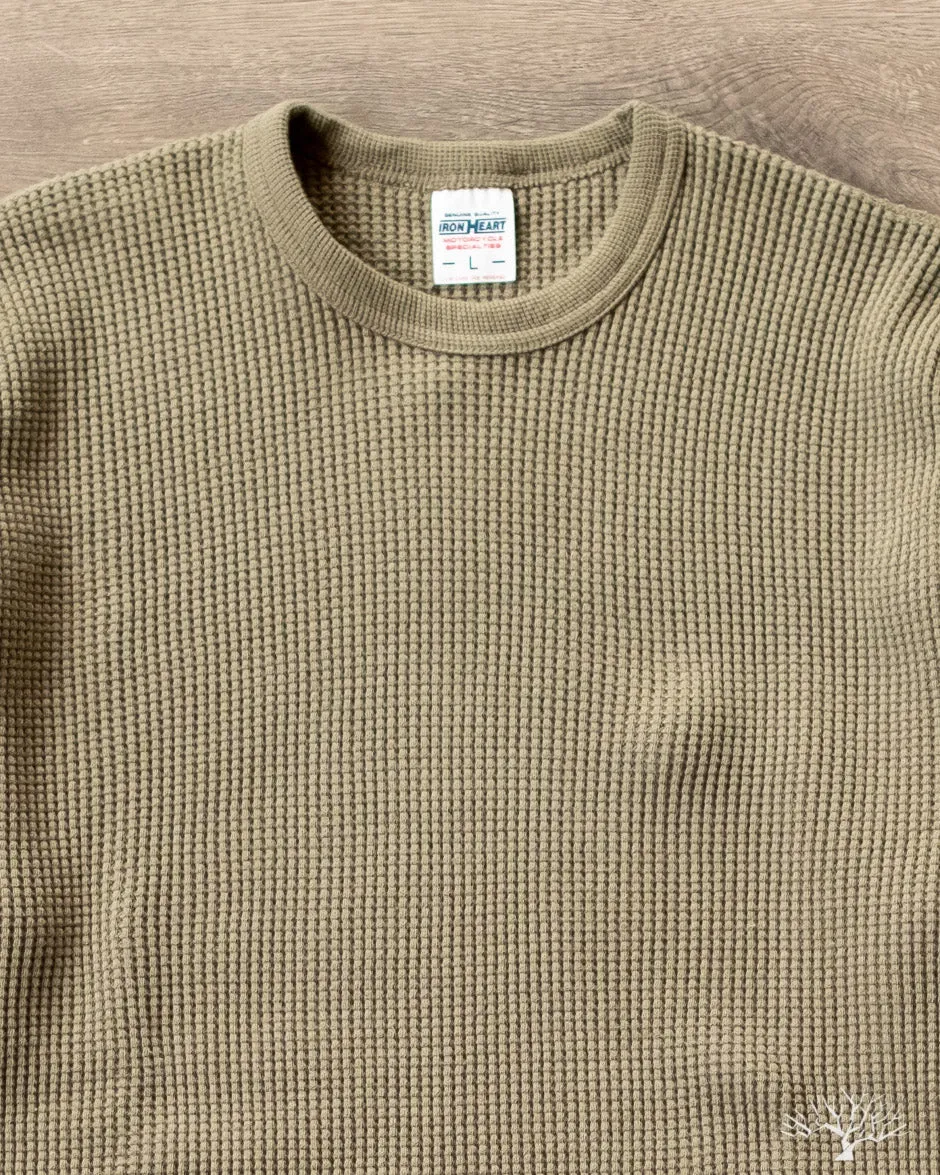 IHTL-1301-OLV - Waffle Knit Long Sleeve Crew Neck Thermal - Olive