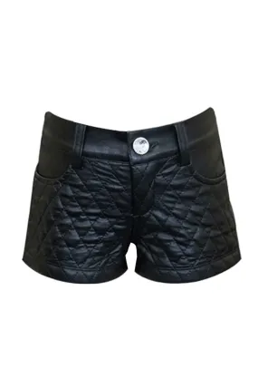 Little Girls Quilted Faux Leather Shorts