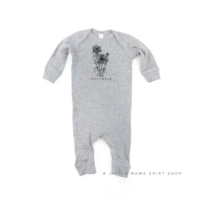 NOVEMBER BIRTH FLOWER - Chrysanthemum - One Piece Baby Sleeper