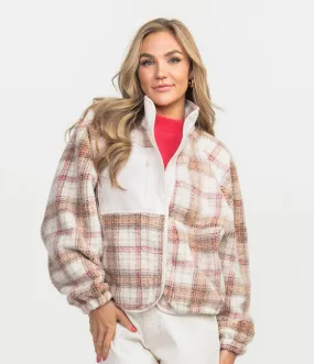 Retro Snap Fleece Jacket - Cozy Plaid