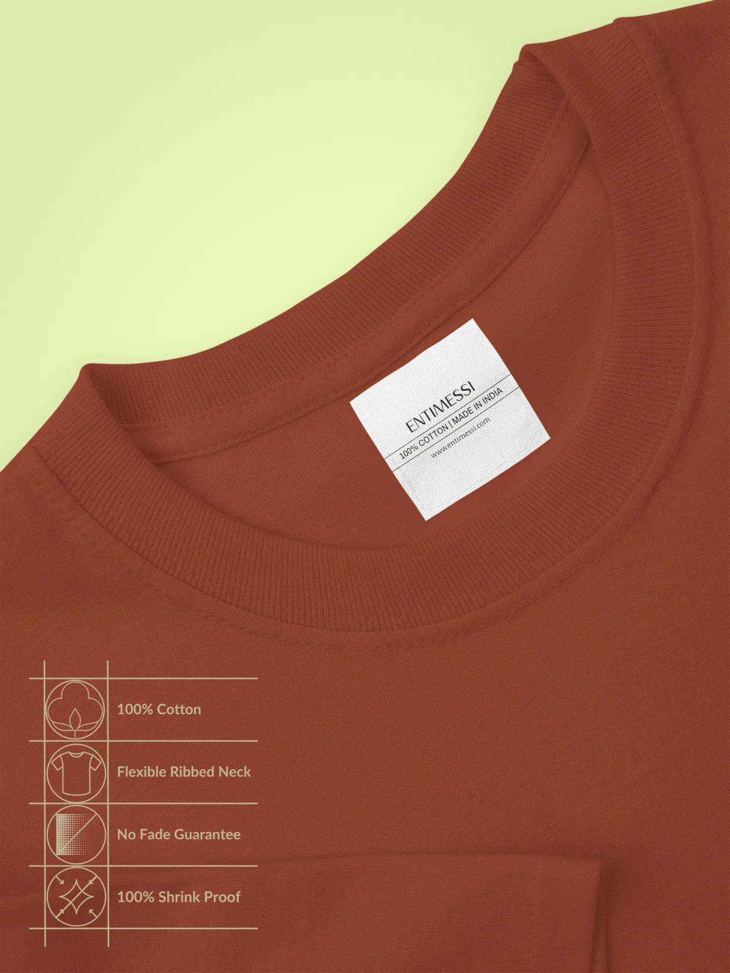Unisex Regular Fit T-Shirt - Cotton, Bio-Washed (Brick Red)